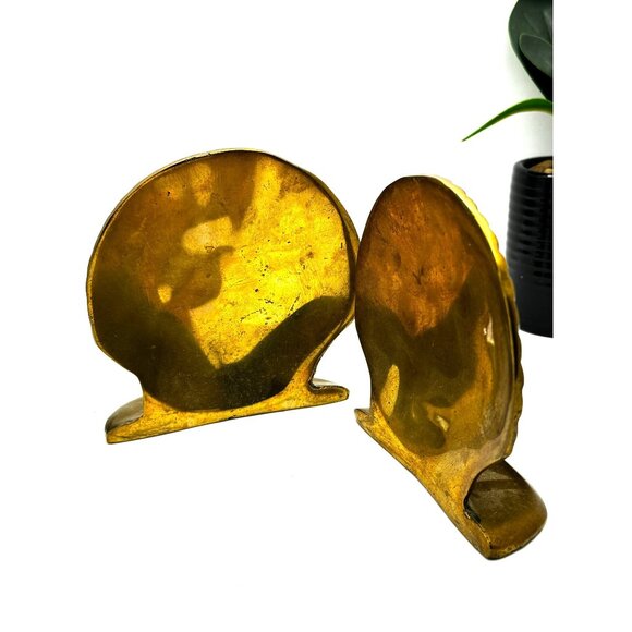Vintage Solid Brass Shell Bookends Initial "H" - Picture 6 of 14